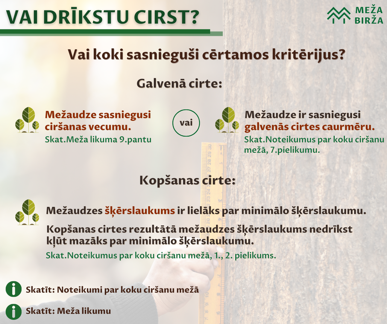 Koku ciršanas vecums un koku ciršanas caurmērs