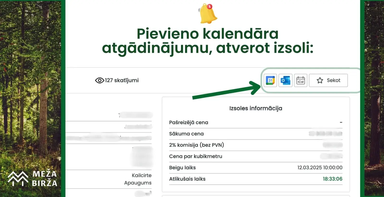 meža birža kalendārs